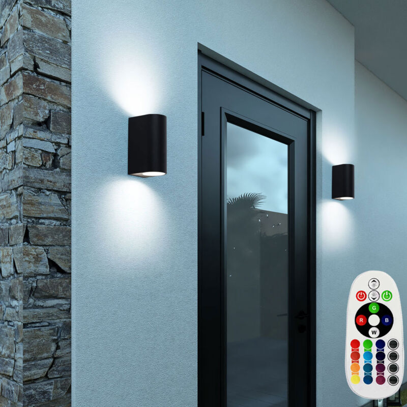 foto del prodotto lampade da esterno porta d ingresso up down applique da parete esterno nero applique da esterno terrazzo alluminio, cambia colore dimmerabile con