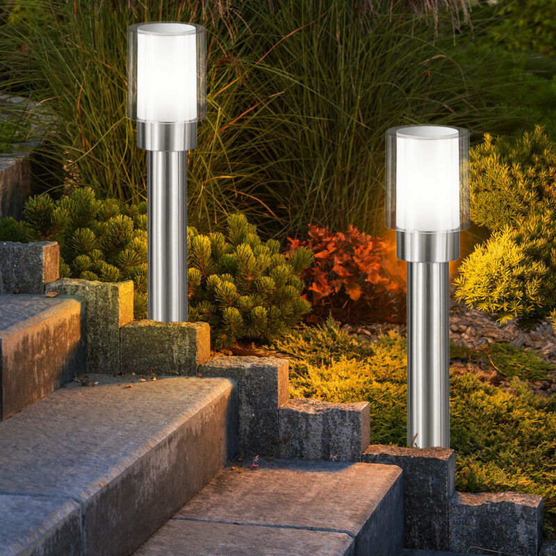 foto del prodotto lampade da giardino esterno argento lampada da esterno lampada da terra luci vialetto esterno moderno, acciaio inossidabile metallo bianco