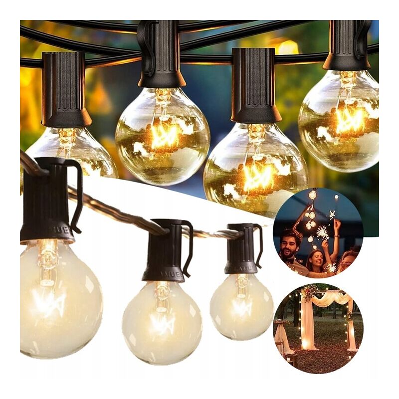 foto del prodotto lampade da giardino ghirlanda a sospensione per giardino lunga 30m 30 lampadine decorative