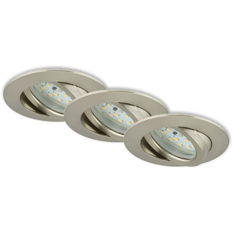 foto del prodotto lampade da incasso a led dimmerabili orientabili set da 3 5,5 w argento plastica briloner