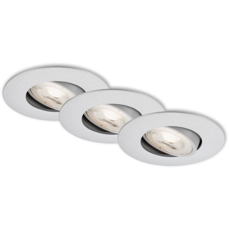 foto del prodotto lampade da incasso a led dimmerabili orientabili set da 3 5w argento plastica ip23 brilo ner