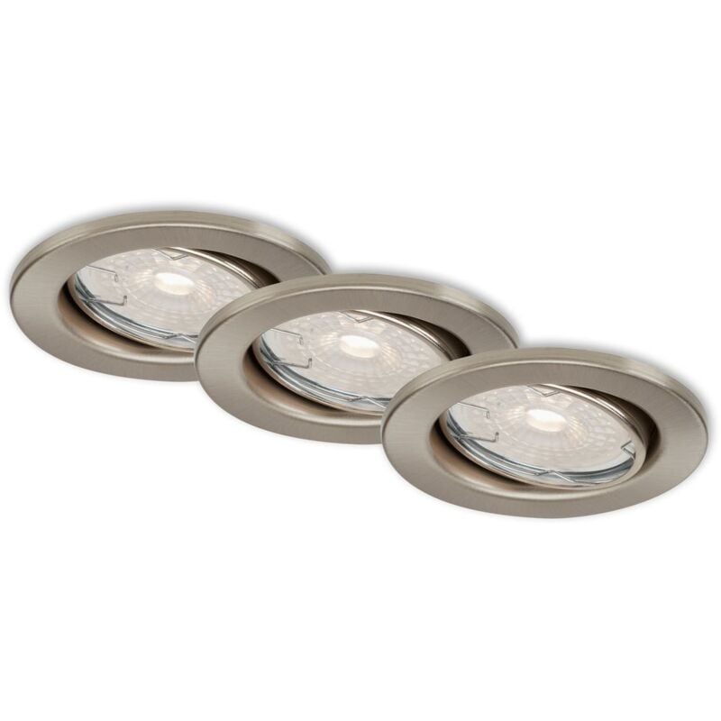 foto del prodotto lampade da incasso a led dimmerabili orientabili set da 3 gu10 5,5w argento 8,6cm briloner