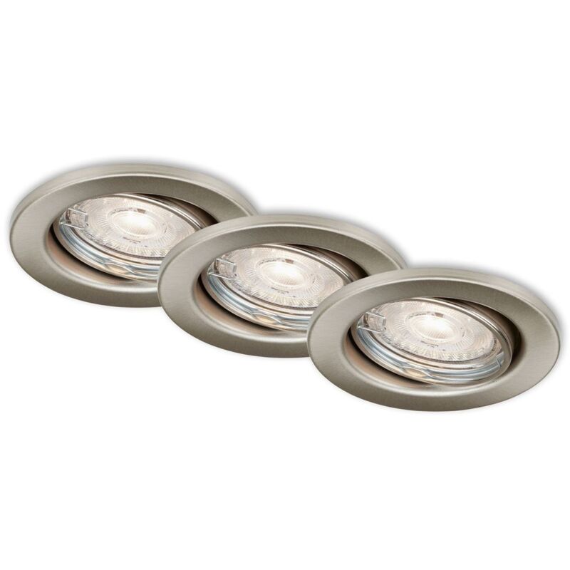 foto del prodotto lampade da incasso a led dimmerabili set da 3 gu10 5w metallo argento 8,6cm ip23 briloner
