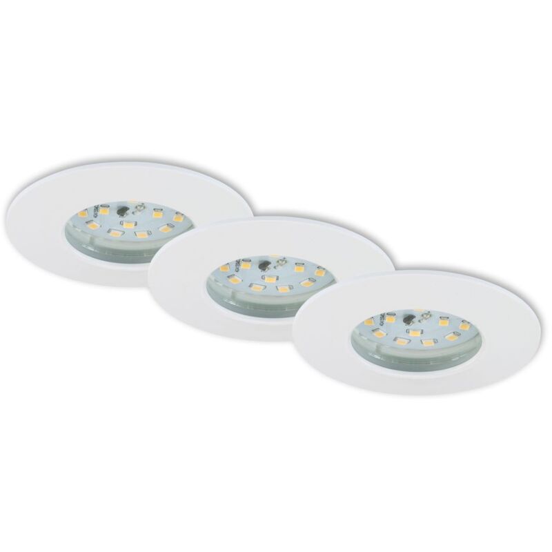 foto del prodotto lampade da incasso a led dimmerabili set da 3 ip44 5,5 w bianco plastica briloner