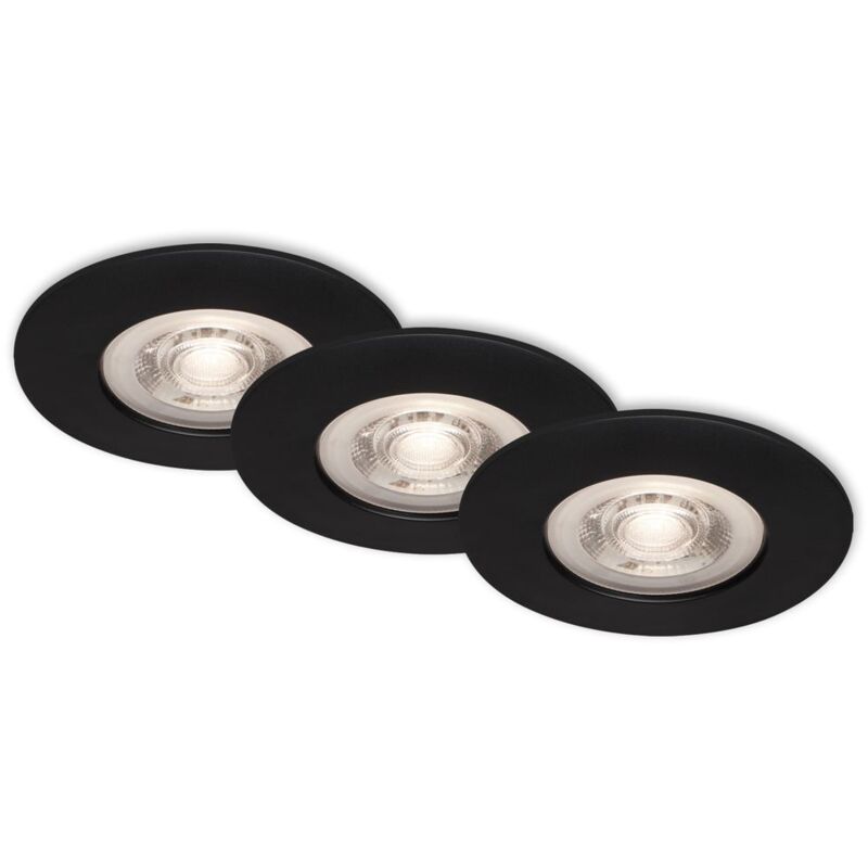 foto del prodotto lampade da incasso a led dimmerabili, set da 3, ip44, 5 w, nero opaco, plastica briloner