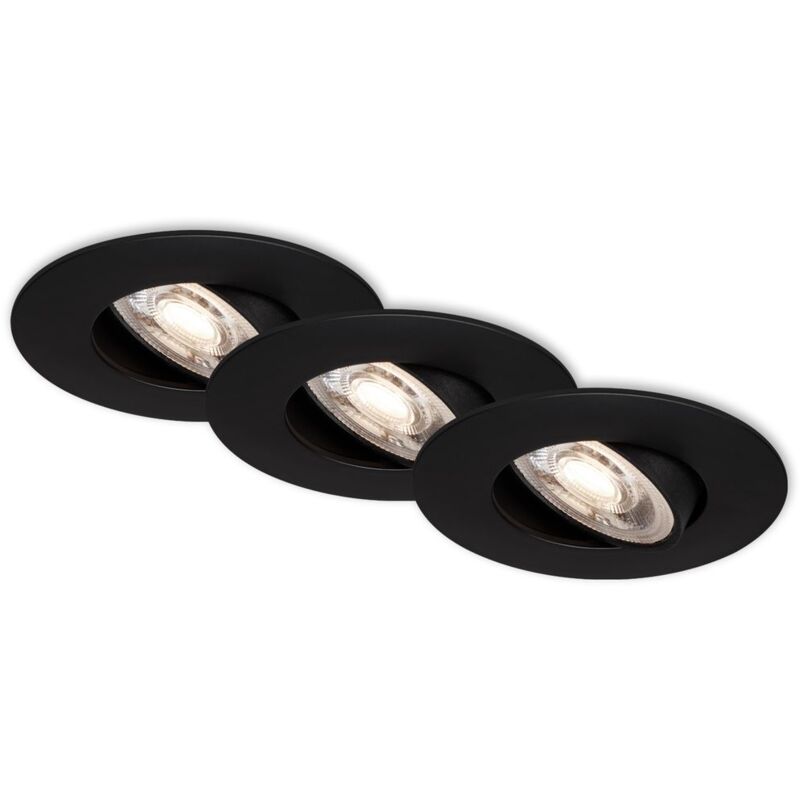 foto del prodotto lampade da incasso a led orientabili, set da 3, 5 w, plastica nero opaco briloner