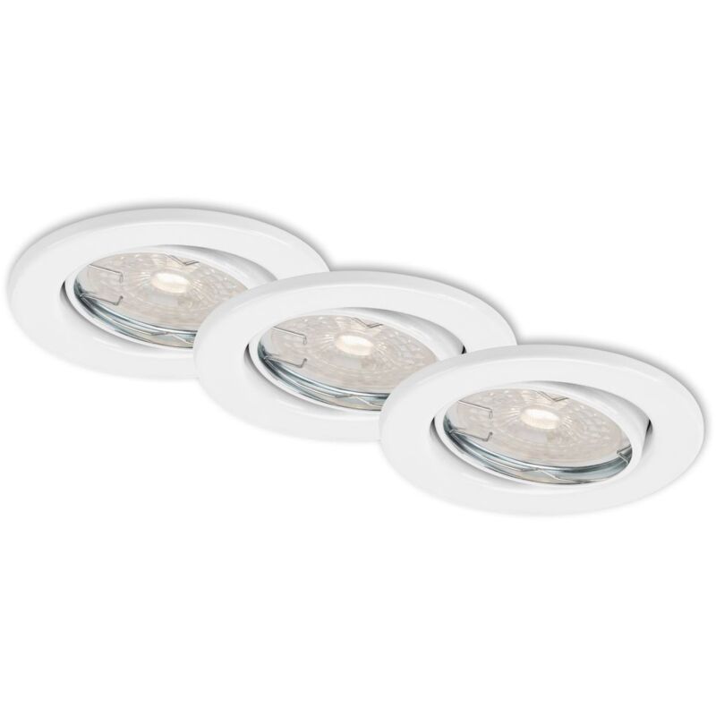 foto del prodotto lampade da incasso a led set da 3 gu10 dimmerabili orientabili 5,5 w bianco metallo briloner