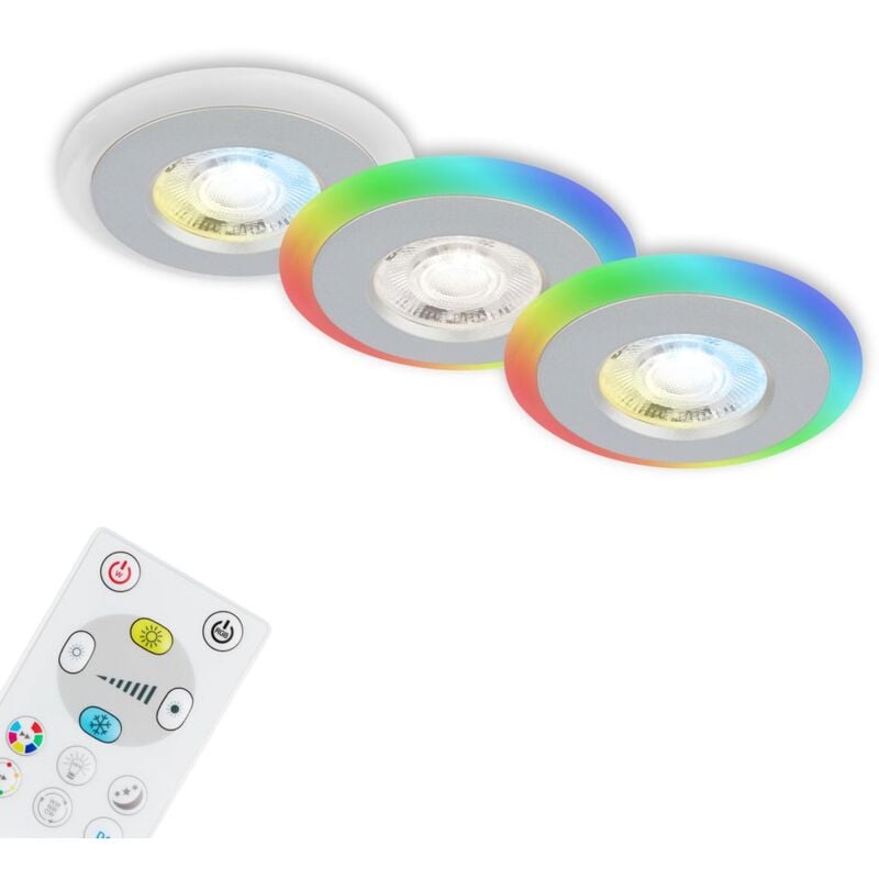 immagine 0 del prodotto lampade da incasso led cct anello luminoso rgb telecomando dimmerabile ip44 cromato briloner