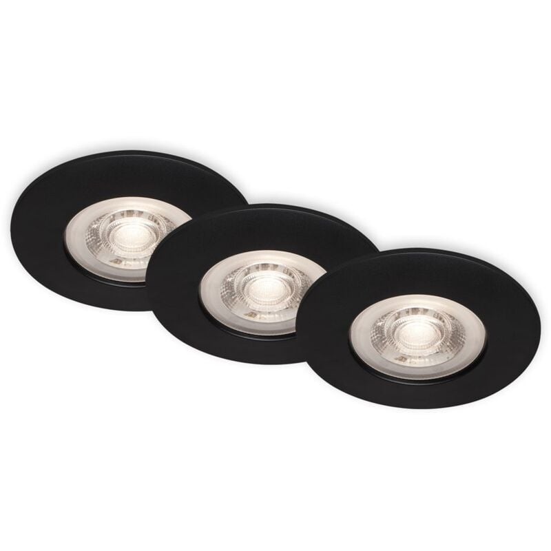 foto del prodotto lampade da incasso led faretti da incasso bagno set da 3 dimmerabili nero 4,9w 9cm briloner