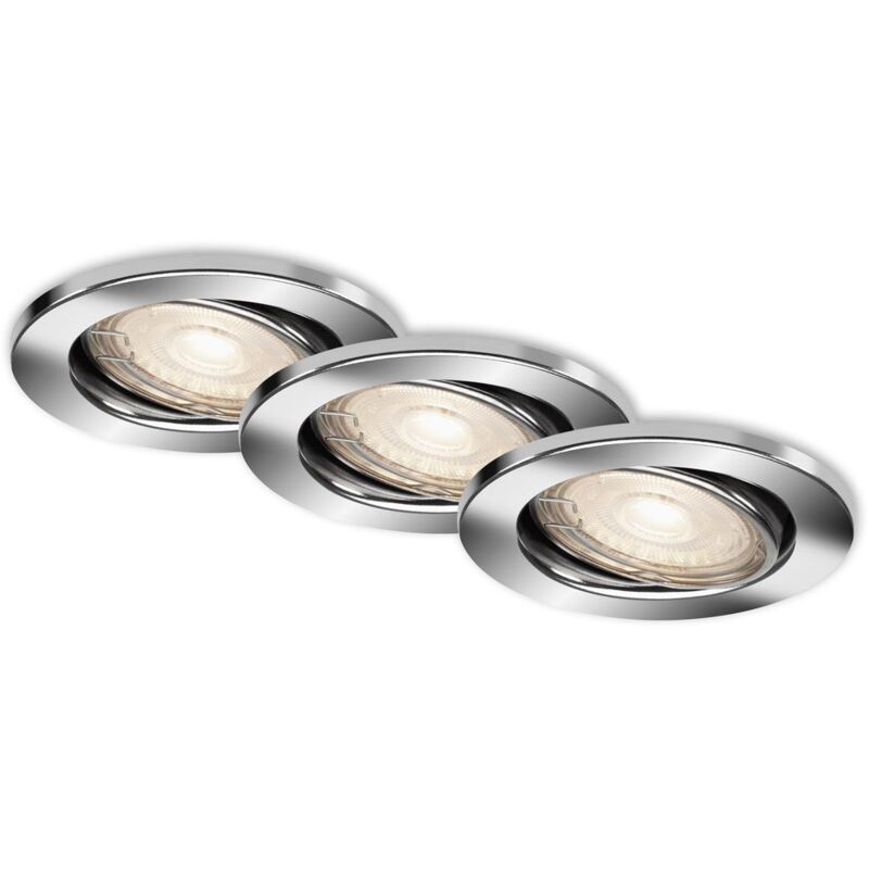 foto del prodotto lampade da incasso led orientabili ip23 set da 3 gu10 5 w cromo metallo briloner