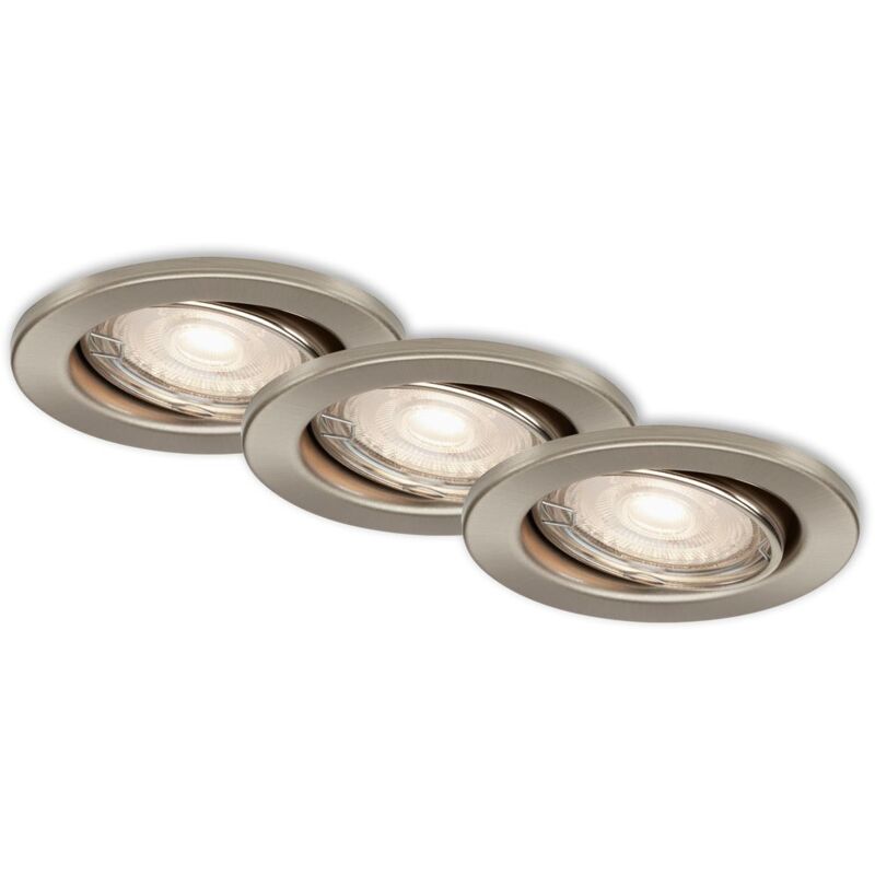 foto del prodotto lampade da incasso led orientabili set da 3 gu10 5 w metallo argento 8,6 cm briloner