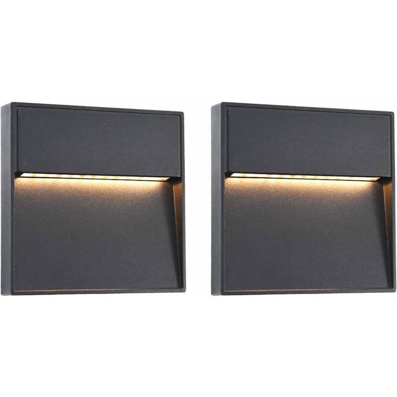 foto del prodotto lampade da parete da esterno a led 2 pz 3 w nere quadrate vidaxl
