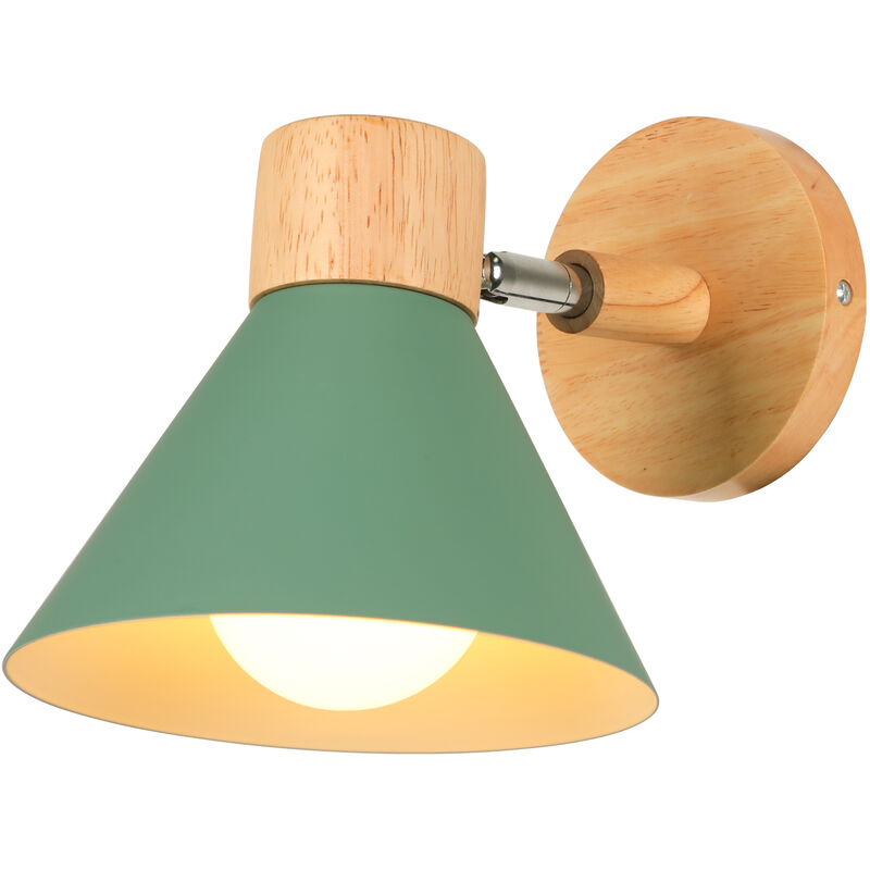 foto del prodotto lampade da parete interni moderna applique da parete ruotabile lampada a muro legno metallo verde chiaro