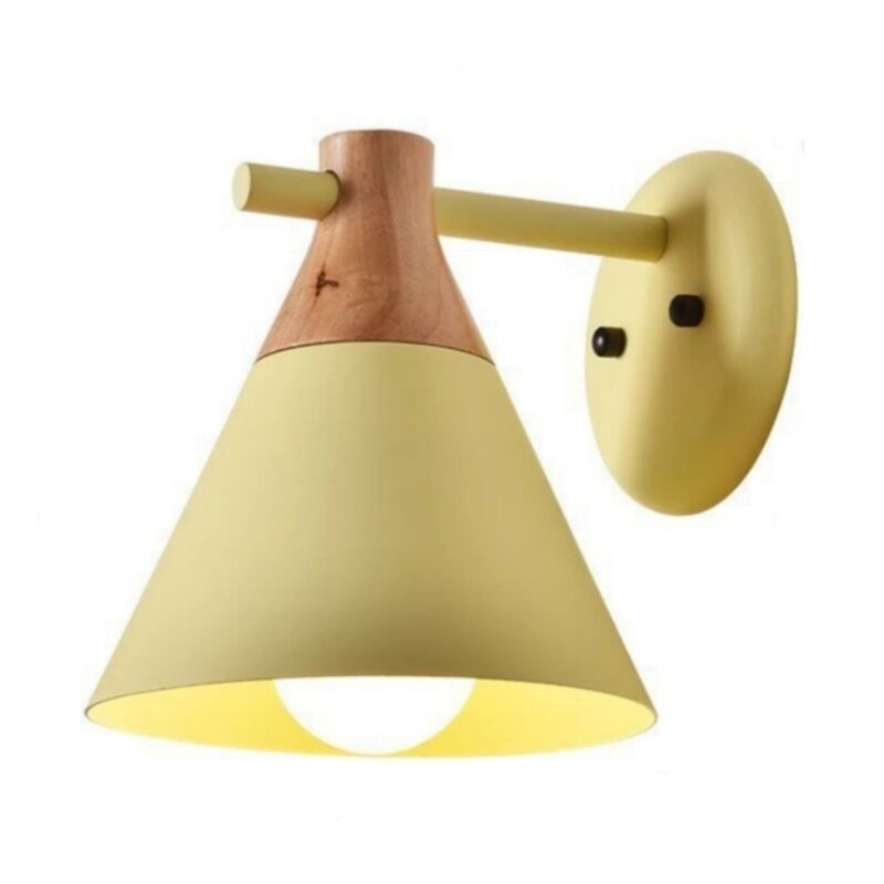 foto del prodotto lampade da parete moderna applique da parete legno metallo lampada a muro creativo 22cm giallo
