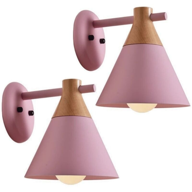foto del prodotto lampade da parete moderna applique da parete legno metallo lampada a muro creativo 22cm rosa 2 pezzi