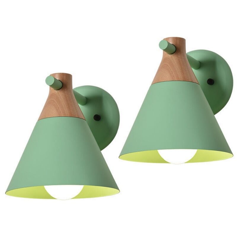 foto del prodotto lampade da parete moderna applique da parete legno metallo lampada a muro creativo 22cm verde 2 pezzi