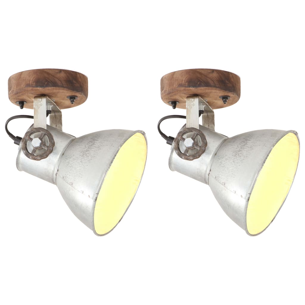 foto del prodotto lampade da parete soffitto 2 pz industriale argento 20x25cm e27 cod mxl 66180