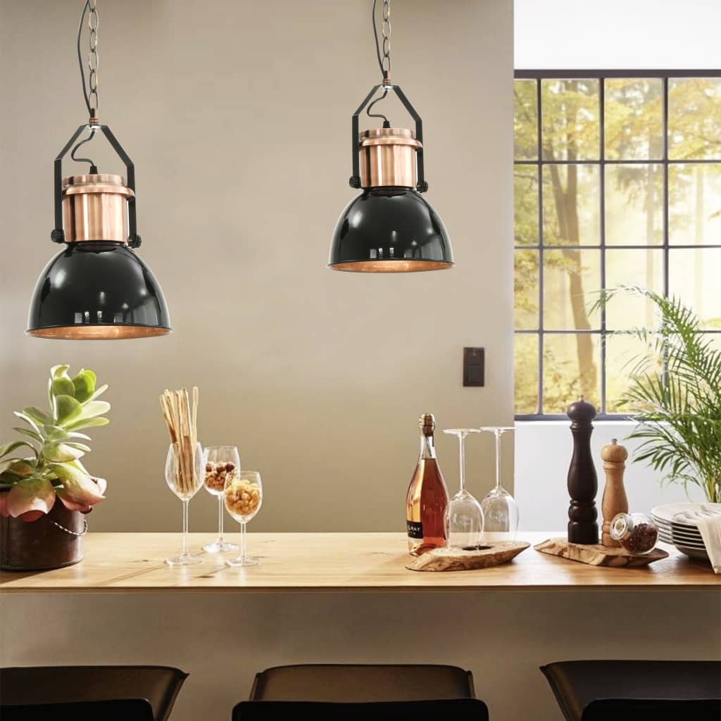 foto del prodotto lampade da soffitto 2 pz nero tondo e27 cod mxl 69764