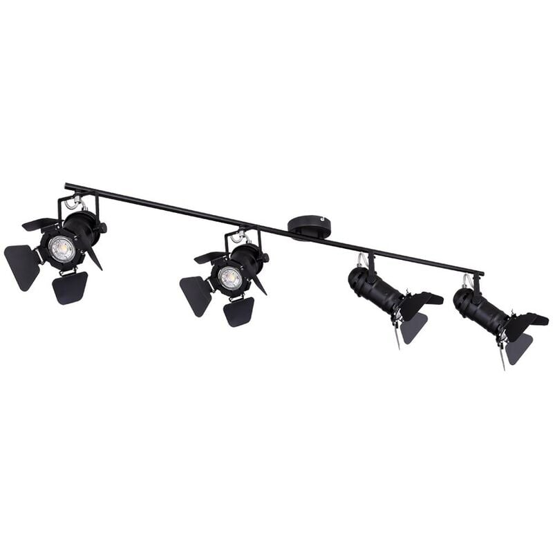 foto del prodotto lampade da soffitto faretto da soffitto faretto da sala da pranzo con spot a pellicola regolabile, metallo nero, 4x attacco gu10, lxh 125x26,5 cm