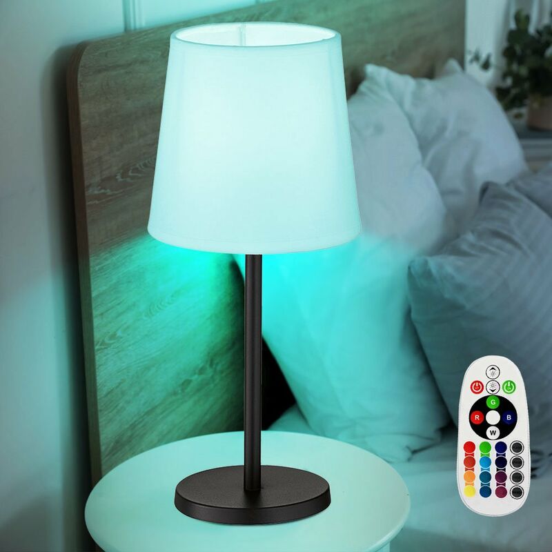 foto del prodotto lampade da tavolo soggiorno lampada da comodino lampada da lettura lampada da tavolo rotonda nera, chintz, telecomando dimmerabile, 1x led rgb 3.5w