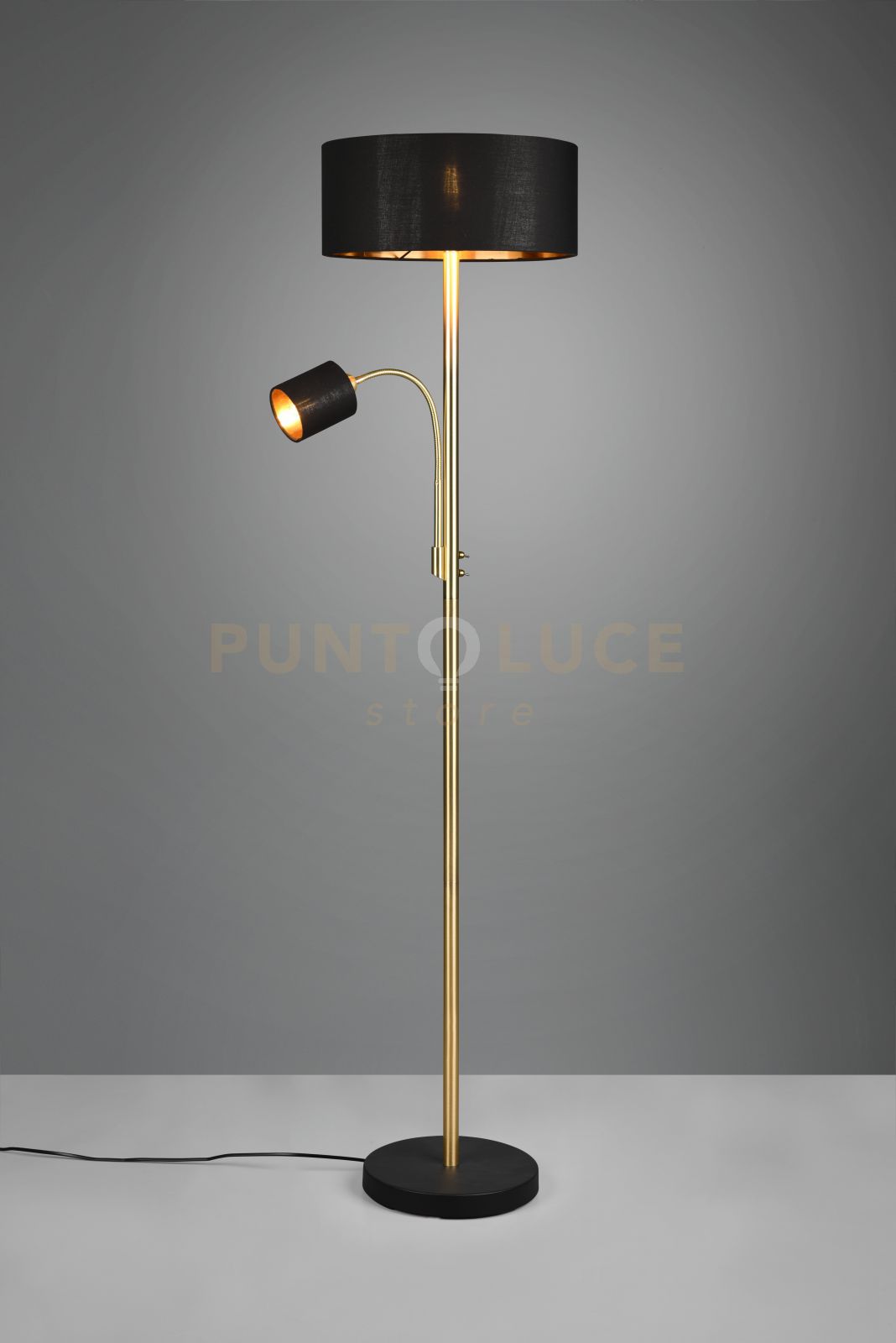 foto del prodotto lampade da terra motel con paralumi neri e oro h.170cm metallo ottone 416900208