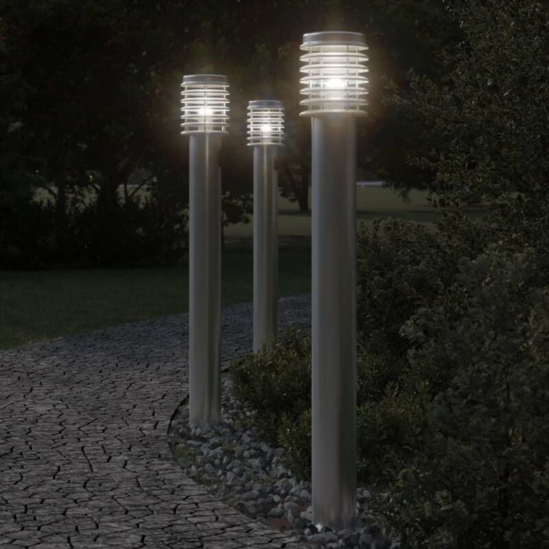 foto del prodotto lampade da terra per esterni 3 pz argento 110cm in acciaio inox vidaxl