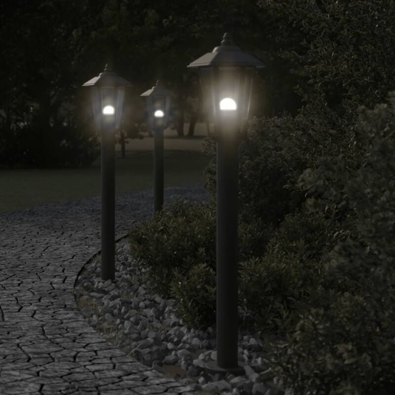 foto del prodotto lampade da terra per esterni 3 pz nere 80 cm in acciaio inox vidaxl 566430