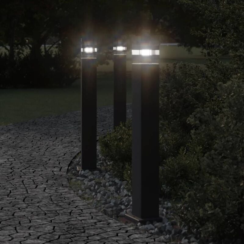 foto del prodotto lampade da terra per esterni 3pz nere 80 cm in alluminio vidaxl 769867