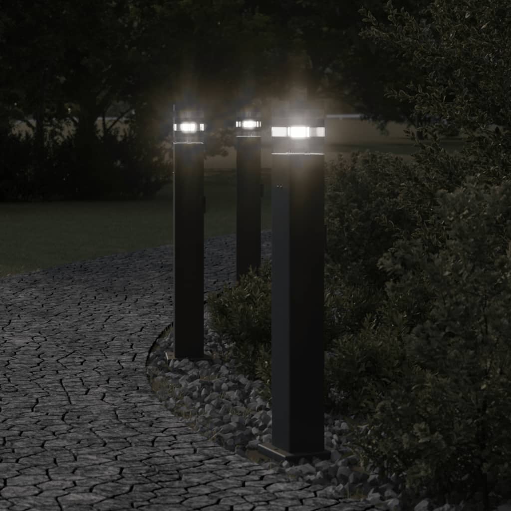 foto del prodotto lampade da terra per esterni con presa 3pz nere 80 cm alluminio