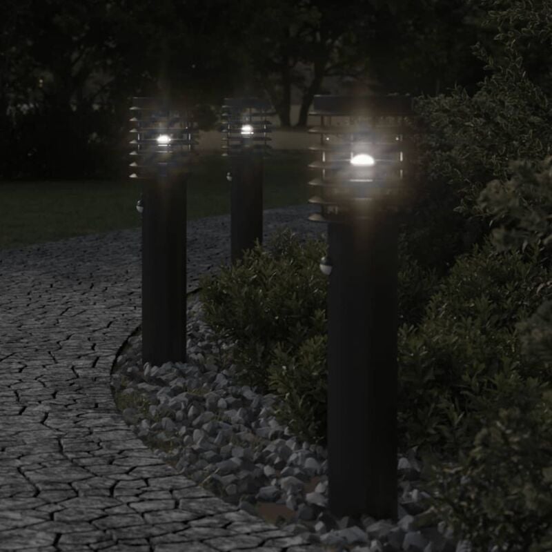 foto del prodotto lampade da terra per esterni sensore 3 pz nere 60 cm acciaio vidaxl
