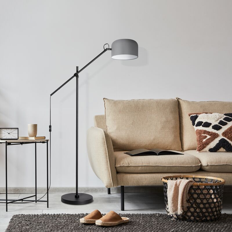 foto del prodotto lampade led sospensione da terra plafone deco soggiorno lettura ufficio e27 nero, lampada da terra grigio paco home