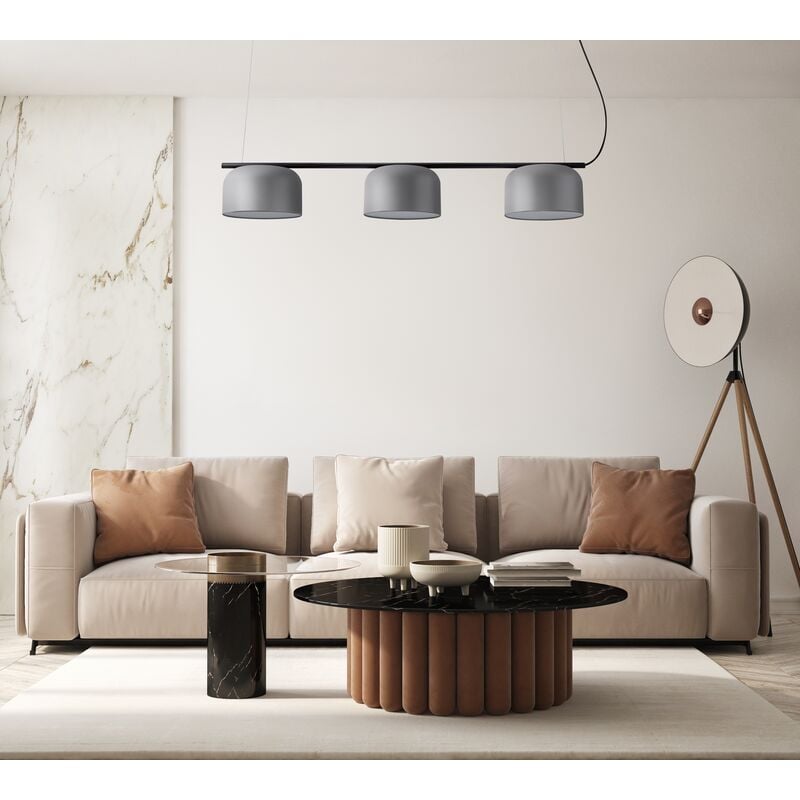 foto del prodotto lampade led sospensione da terra plafone deco soggiorno lettura ufficio e27 nero, pendelleuchte 3 flammig grau de paco home