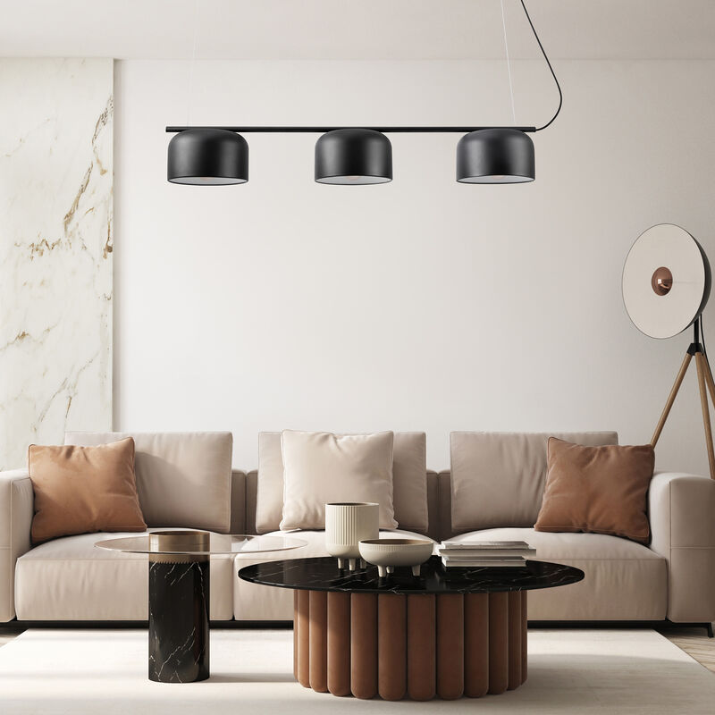 foto del prodotto lampade led sospensione da terra plafone deco soggiorno lettura ufficio e27 nero, pendelleuchte 3 flammig schwarz de paco home