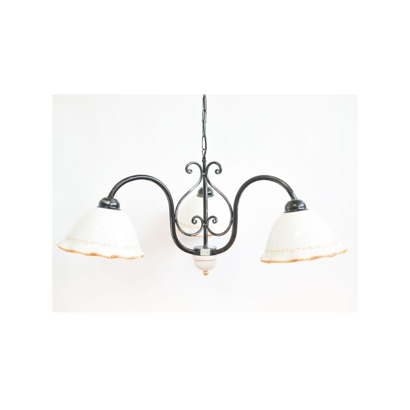 foto del prodotto lampade linea vintage lampadario 3 luci ceramica gialla