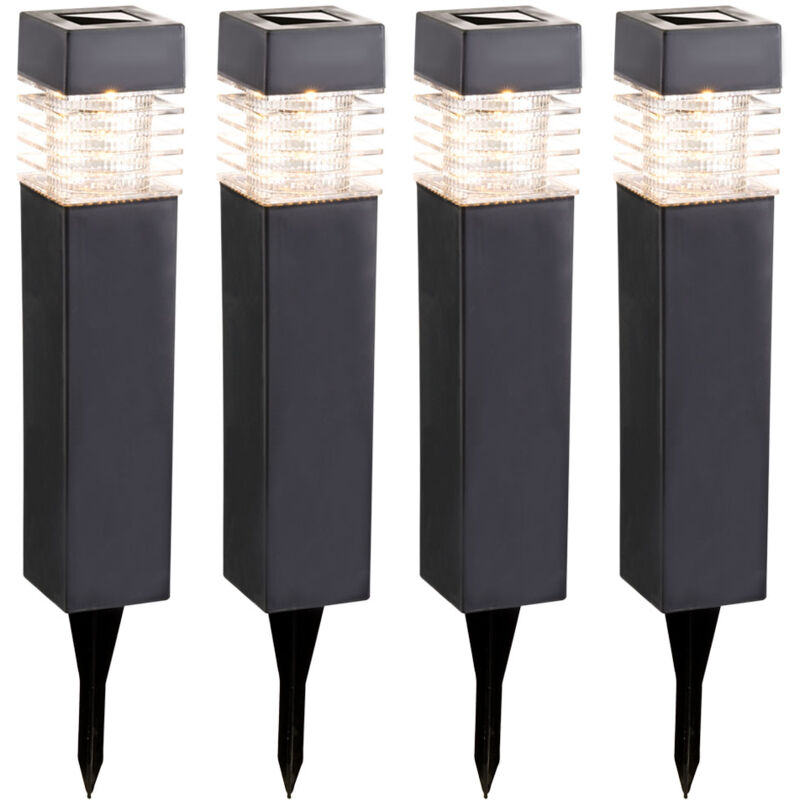 foto del prodotto lampade plug in, luci solari, lampade da terra, luci da esterno, luci da giardino, batteria ricaricabile ip44, grigio satinato, 4x led 0,06 watt