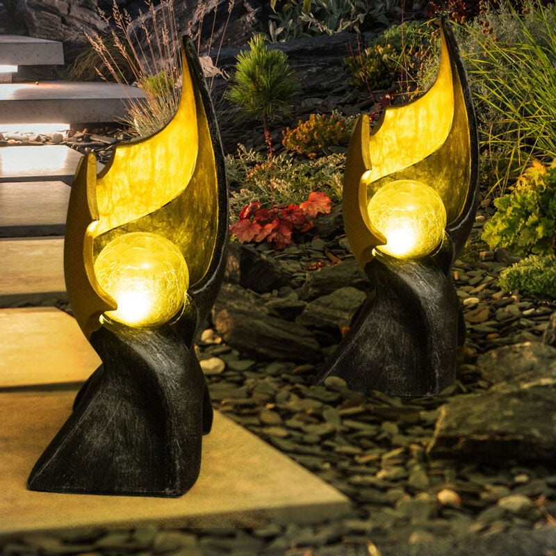 foto del prodotto lampade solari a fiamma solare a led per la decorazione del giardino esterno lampada solare con effetto fiamma, scultura marrone dorato con