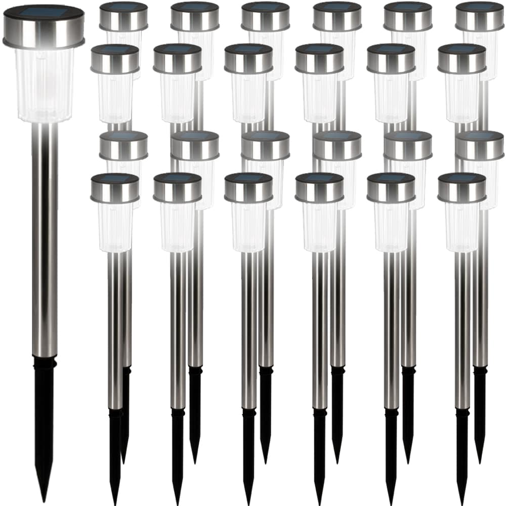 foto del prodotto lampade solari a led 24 pz in acciaio inox 37 cm