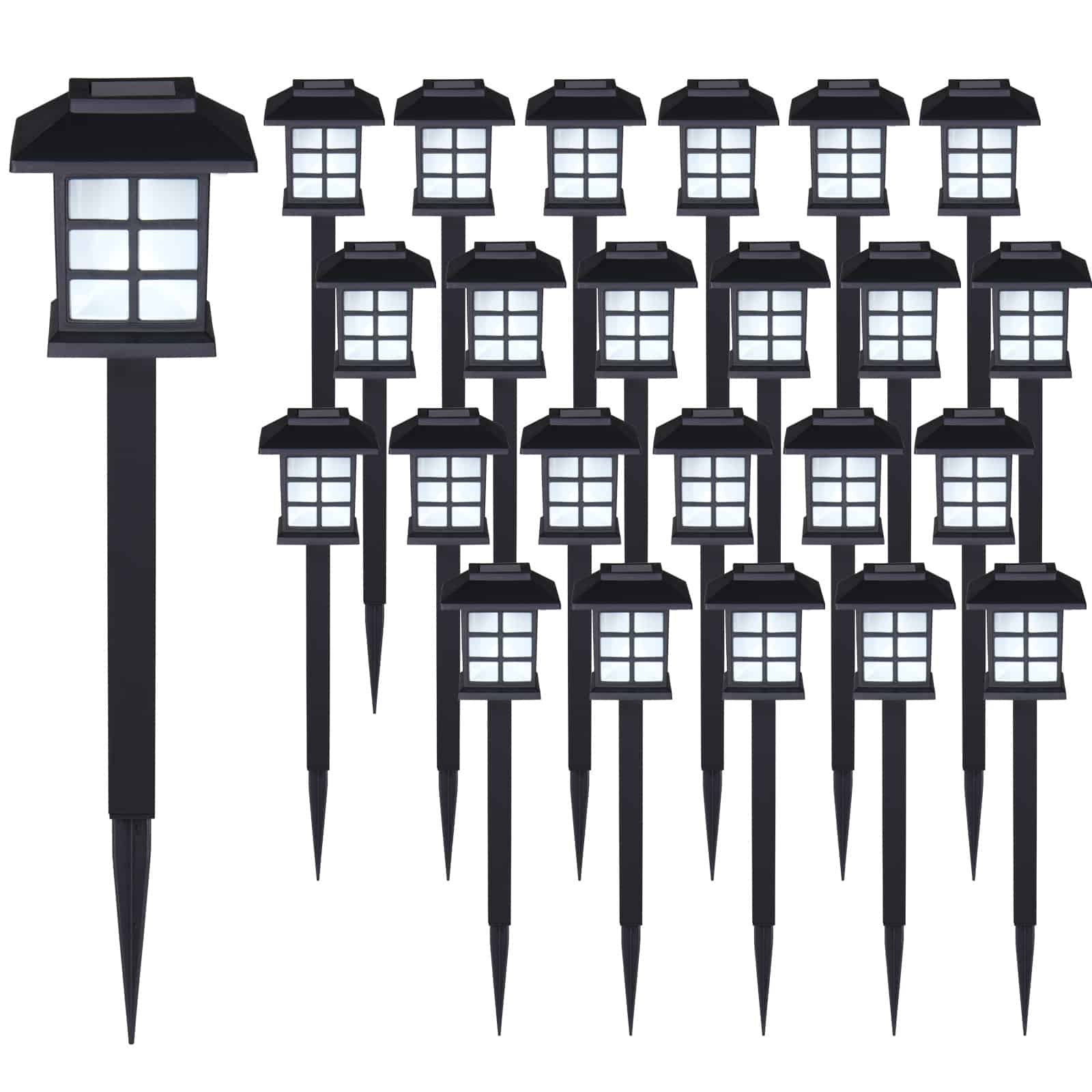 foto del prodotto lampade solari a led 24 pz nere
