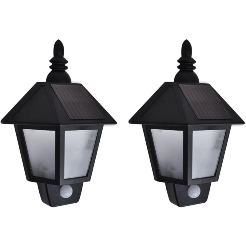 foto del prodotto lampade solari a parete 2 pz con sensore movimento nere