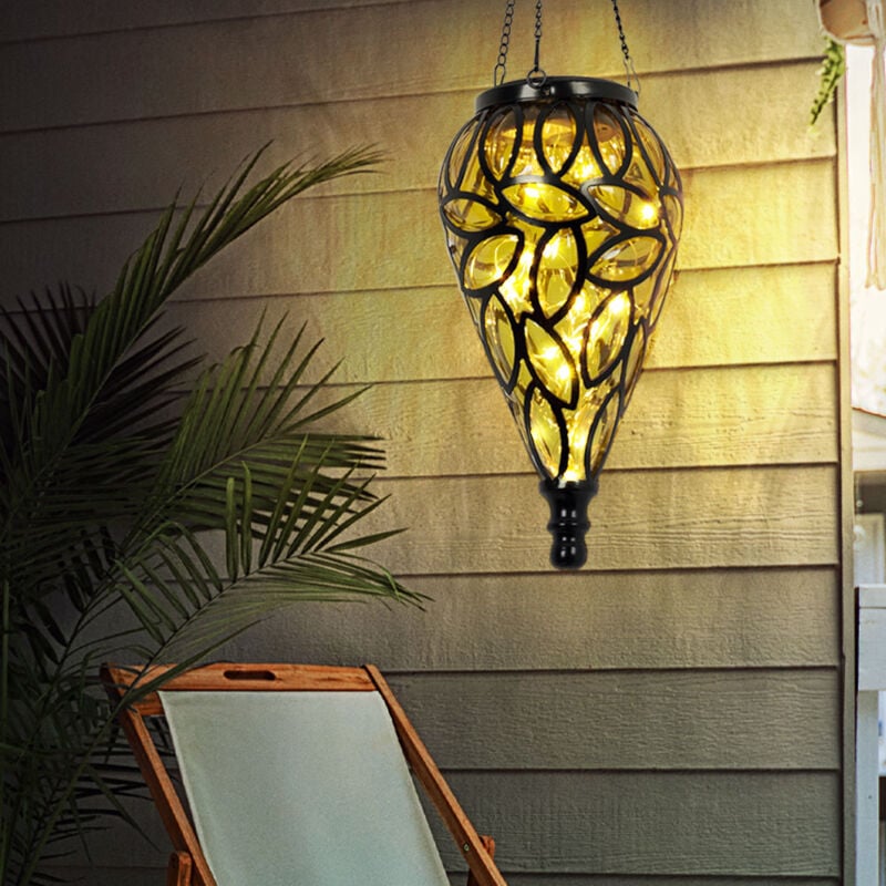 foto del prodotto lampade solari da appendere all esterno decorazione da giardino per esterni lampada a sospensione, batteria ip44 resistente alle intemperie, metallo