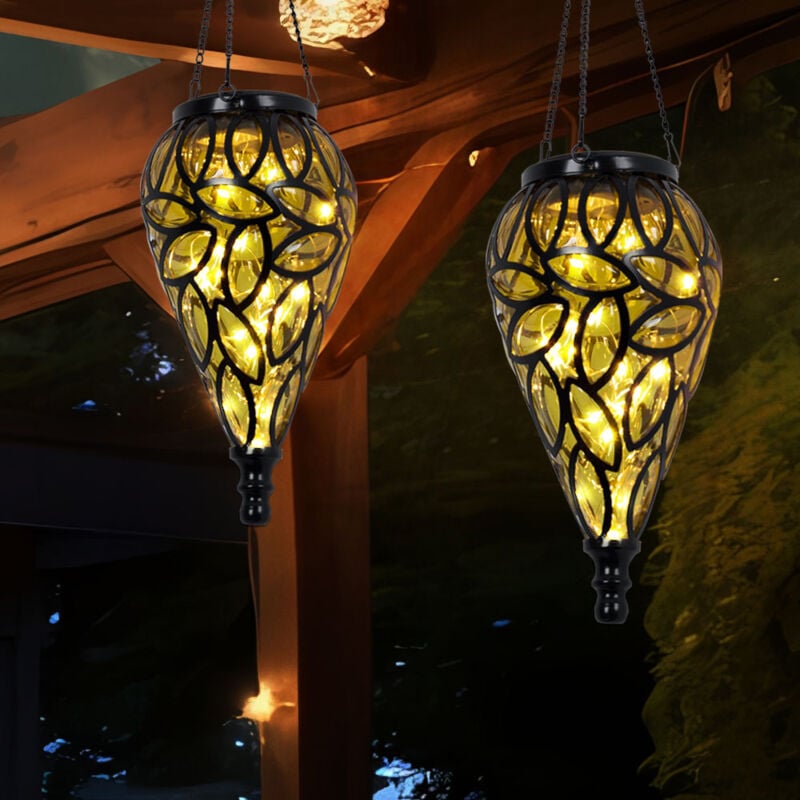 foto del prodotto lampade solari da appendere all esterno decorazione da giardino per esterni lampada a sospensione per balcone antico, batteria ip44 metallo nero
