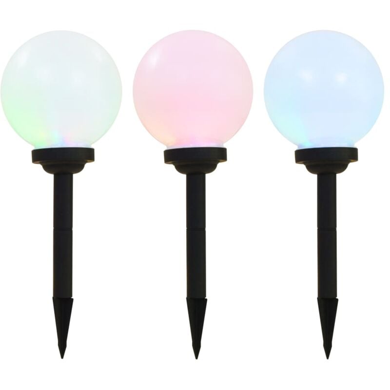 foto del prodotto lampade solari da esterni sferiche 3 pz led rgb 20 cm cod mxl 68656