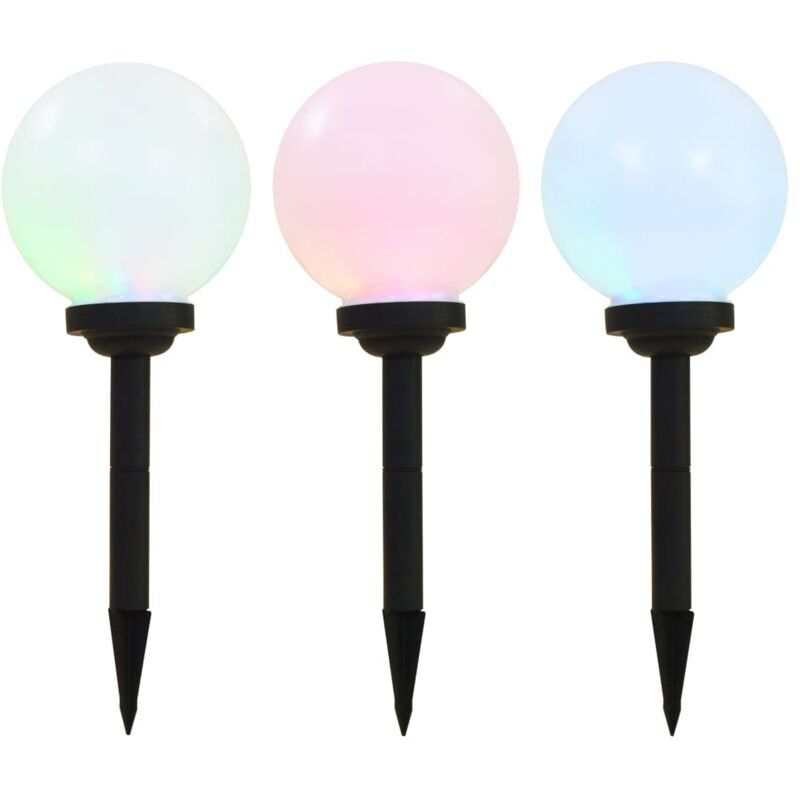 foto del prodotto lampade solari da esterni sferiche 3 pz led rgb 20 cm - vidaxl