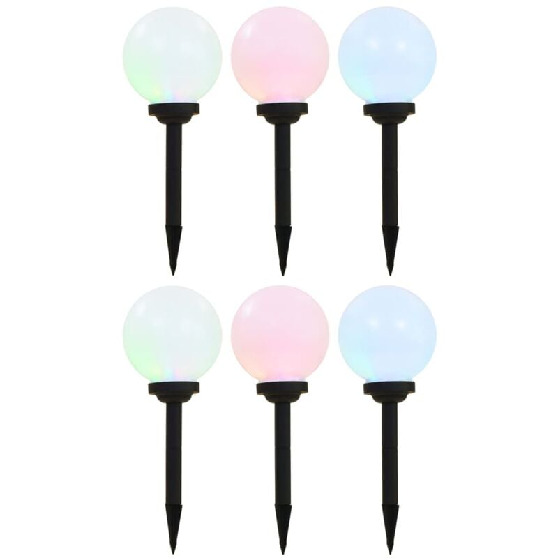 foto del prodotto lampade solari da esterno 6 pz led sferiche 20 cm rgb vidaxl