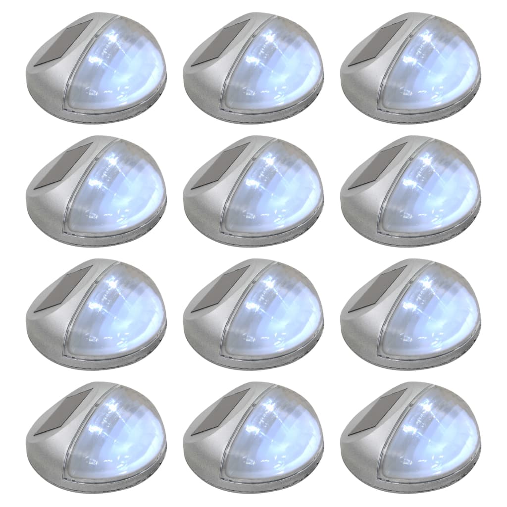 foto del prodotto lampade solari da parete da esterni a led 12 pz rotonde argento cod mxl 60411