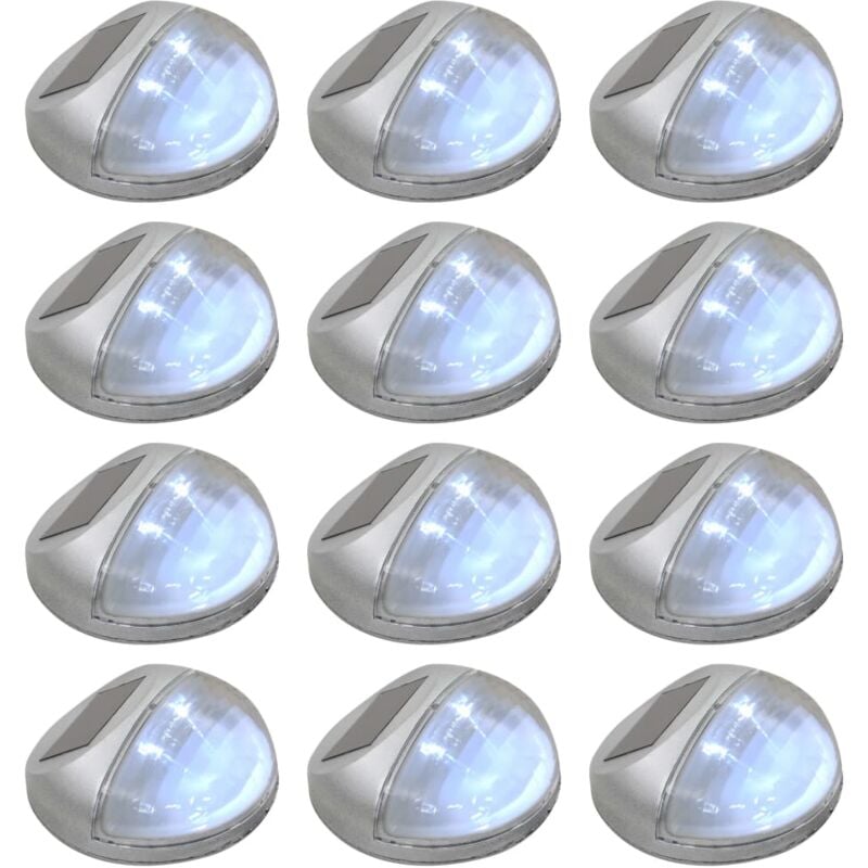 foto del prodotto lampade solari da parete da esterni a led 12 pz rotonde argento vidaxl 289451