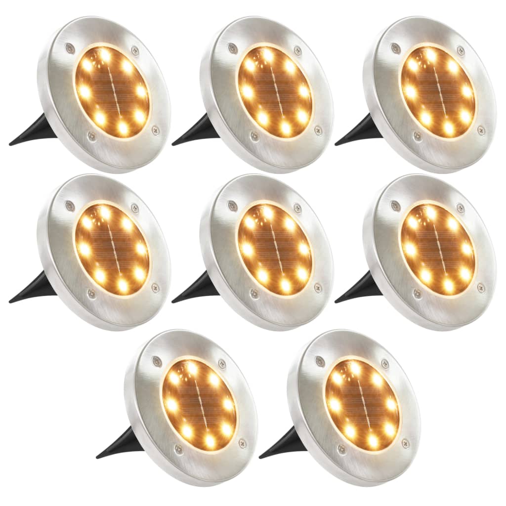 foto del prodotto lampade solari da terra 8 pz luci a led bianco caldocod mxl 73013