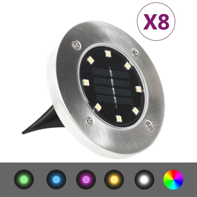 foto del prodotto lampade solari da terra 8 pz luci a led colore rgb - vidaxl