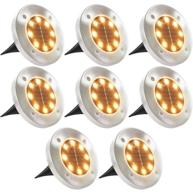 foto del prodotto lampade solari da terra 8 pz luci a led lampade da giardino sentieri vari modelli modelli bianco caldo