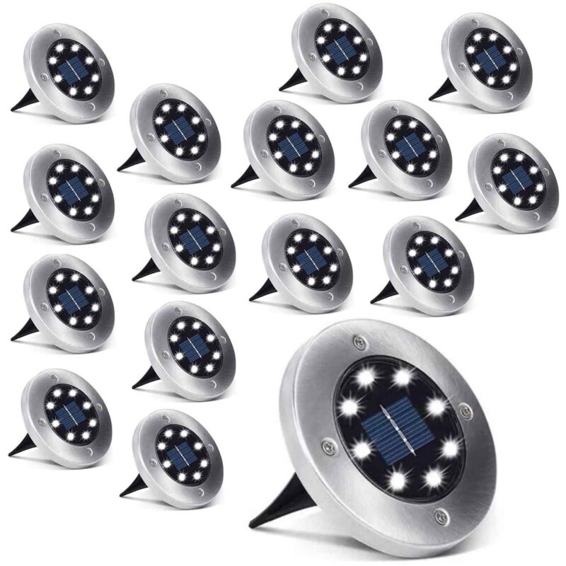 foto del prodotto lampade solari da terra con sensori crepuscolari, set da 16 pz.